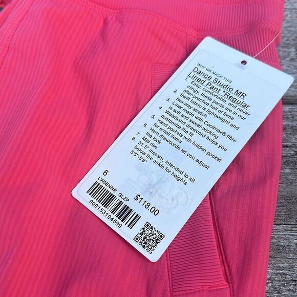 Lululemon Dance Studio Mid-Rise Pant Full Length Lined size‎ 6 glaze pink NWT - Picture 3 of 7